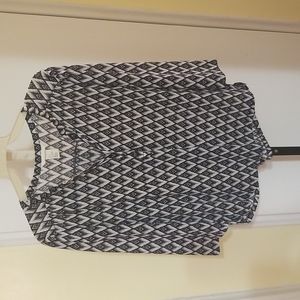 H&M V-Neck Black & White Blouse - Small